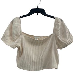 H&M Crème Short Sleeve Cropped Top